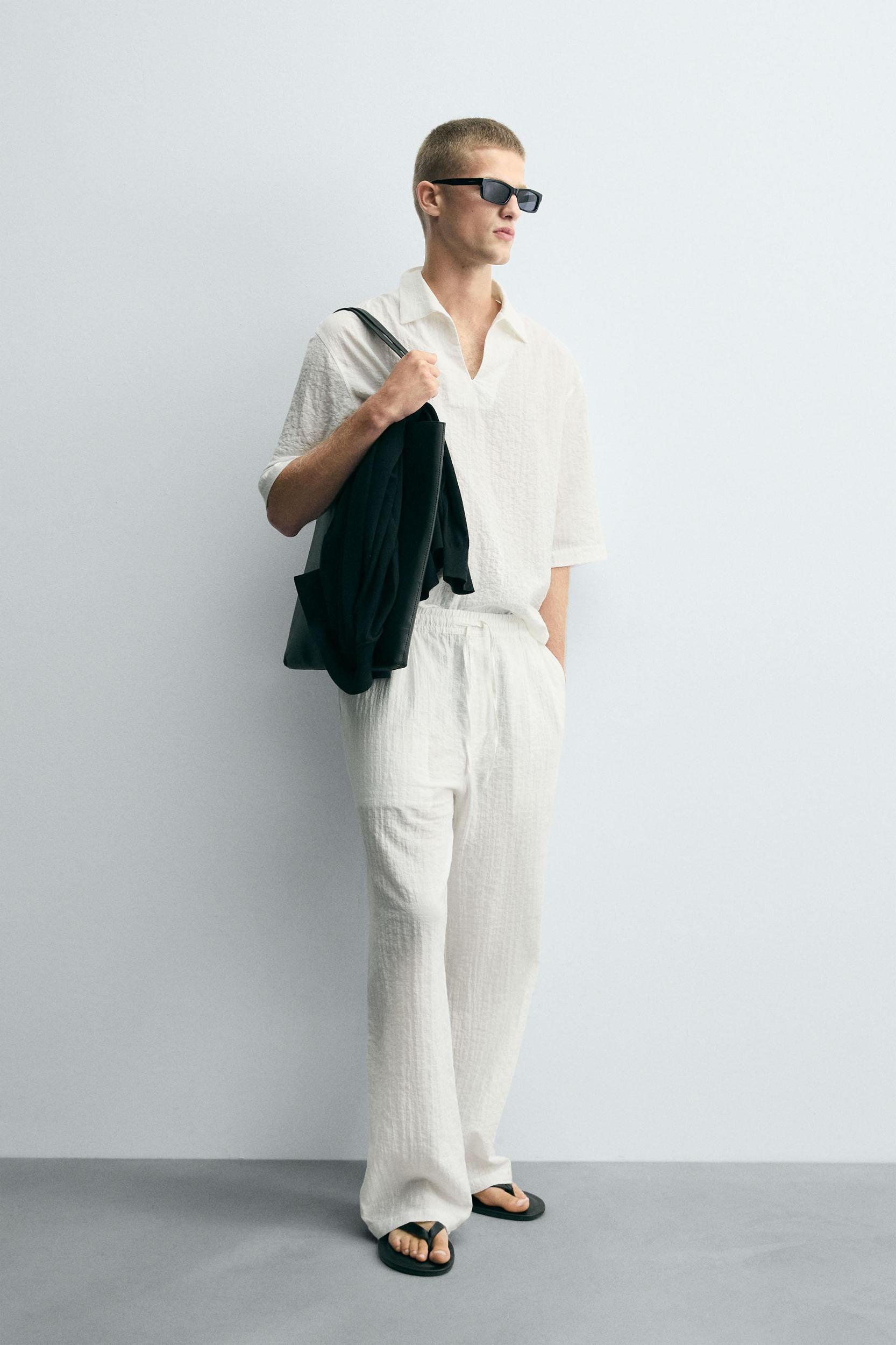 TEXTURED RELAXED FIT PANTS Product Image