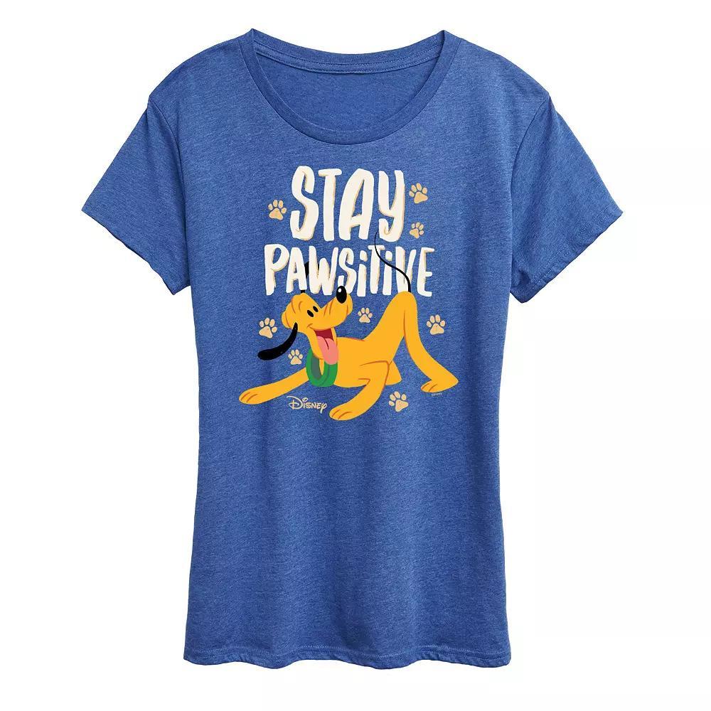 Disney's Pluto Women's Stay Pawsitive Graphic Tee, Girl's,  Product Image