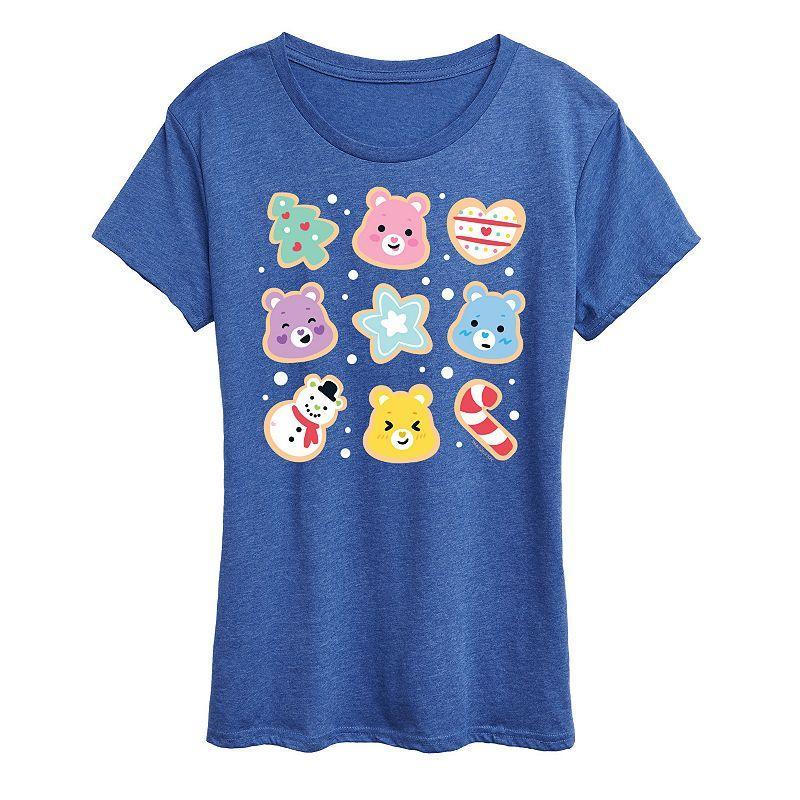 Women's Care Bears Christmas Cookies Graphic Tee, Girl's, Size: Large, Grey Blue Product Image