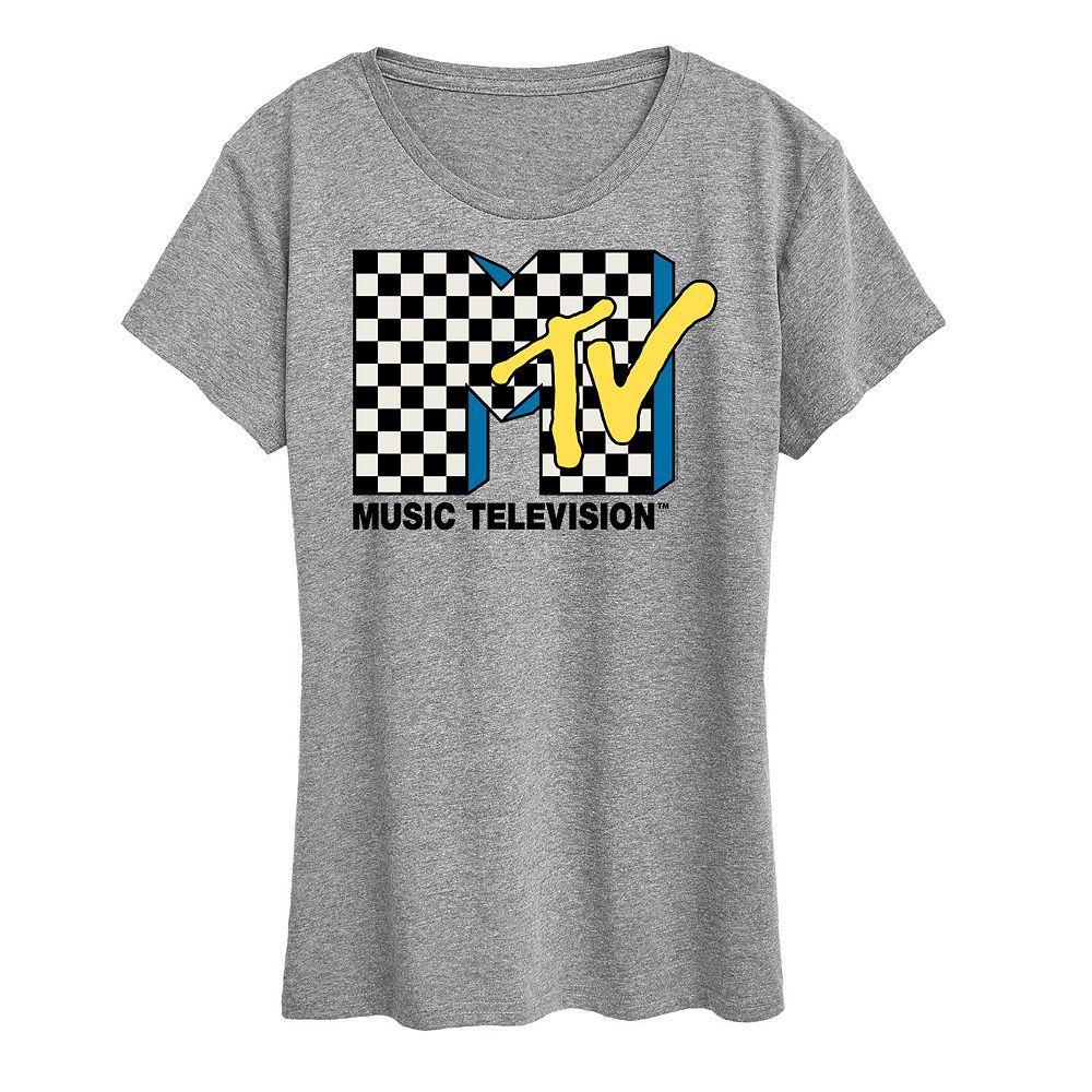 Women's MTV Checkered Logo Graphic Tee, Girl's, Size: Small, White Product Image