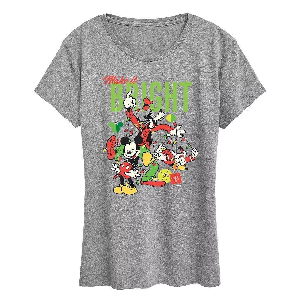 Disney's Mickey Mouse Women's Make It Bright Graphic Tee, Girl's, Size: Large, Grey Gray Product Image