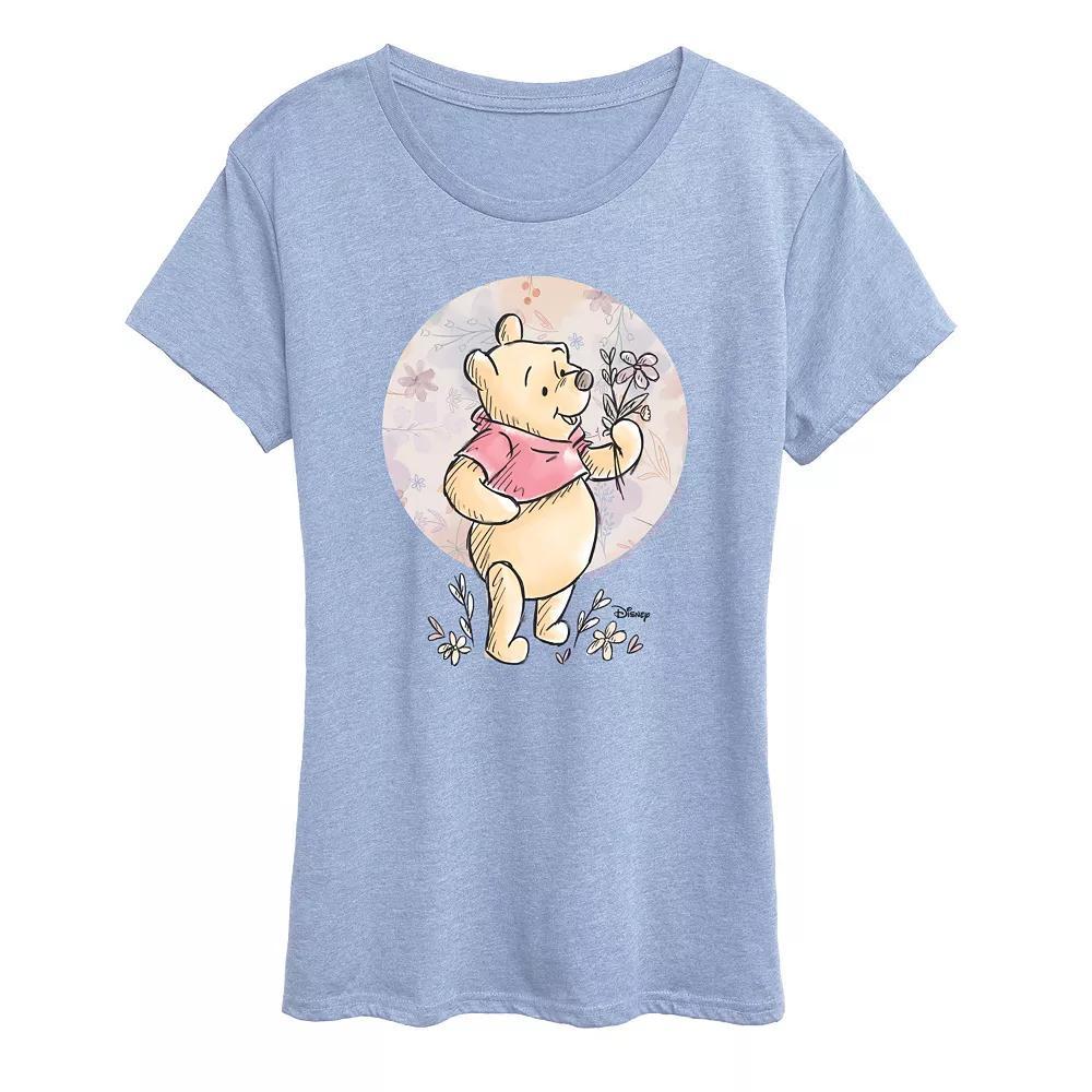 Disney's Winnie the Pooh Women's Floral Circle Pooh Graphic Tee,  Product Image