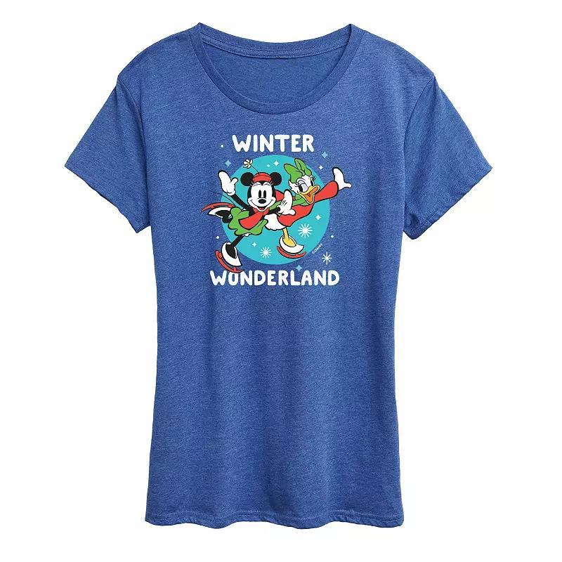 Disney's Mickey Mouse Women's Winter Wonderland Graphic Tee, Girl's, Size: Large, Grey Royal Blue Product Image