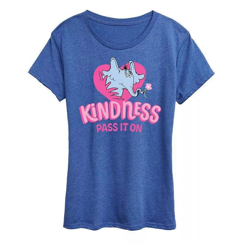 Women's Dr. Seuss Kindness Pass It On Graphic Tee, Girl's, Size: XXL, Grey Royal Blue Product Image