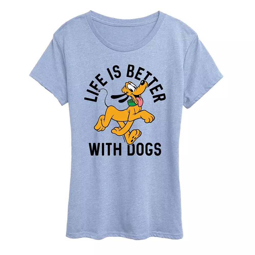 Disney's Pluto Women's Life Is Better With Dogs Graphic Tee,  Product Image