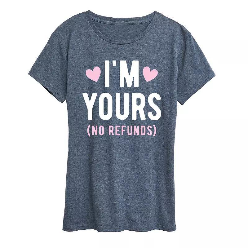 Womens Im Yours No Refunds Graphic Tee Grey Blue Product Image