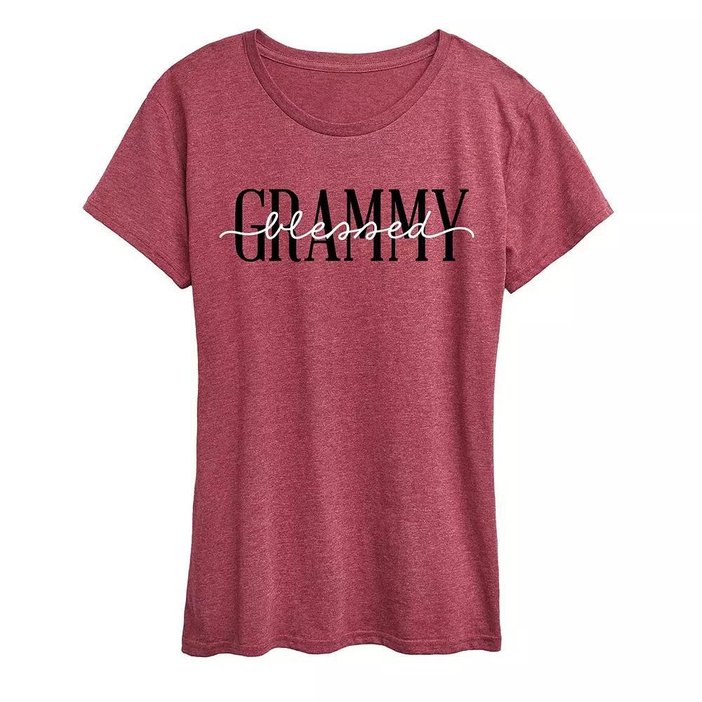 Women's Blessed Grammy Graphic Tee, Girl's, Size: Large, Grey Wine Product Image