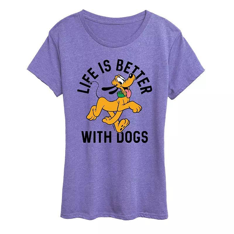 Disney's Pluto Women's Life Is Better With Dogs Graphic Tee,  Product Image