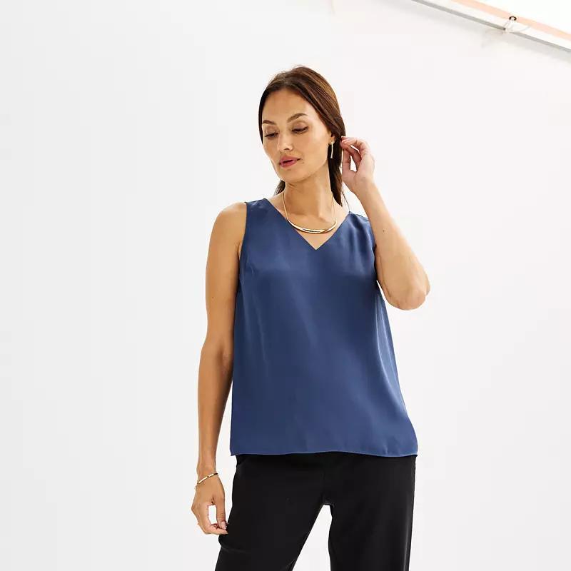 Women's Petite Nine West V-Neck Tank Top, Size: Medium Petite, Maddie Purple Product Image