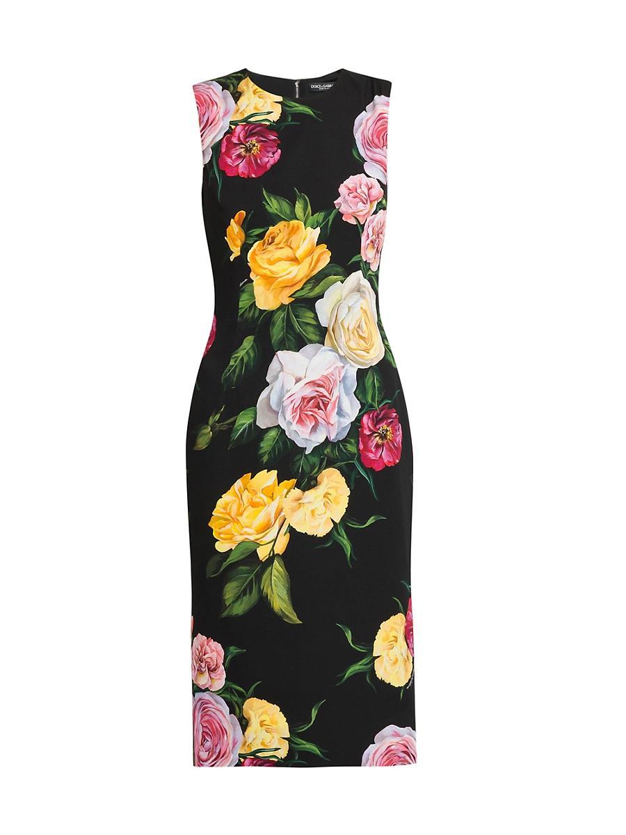 Womens Floral Stretch-Silk Shift Dress Product Image