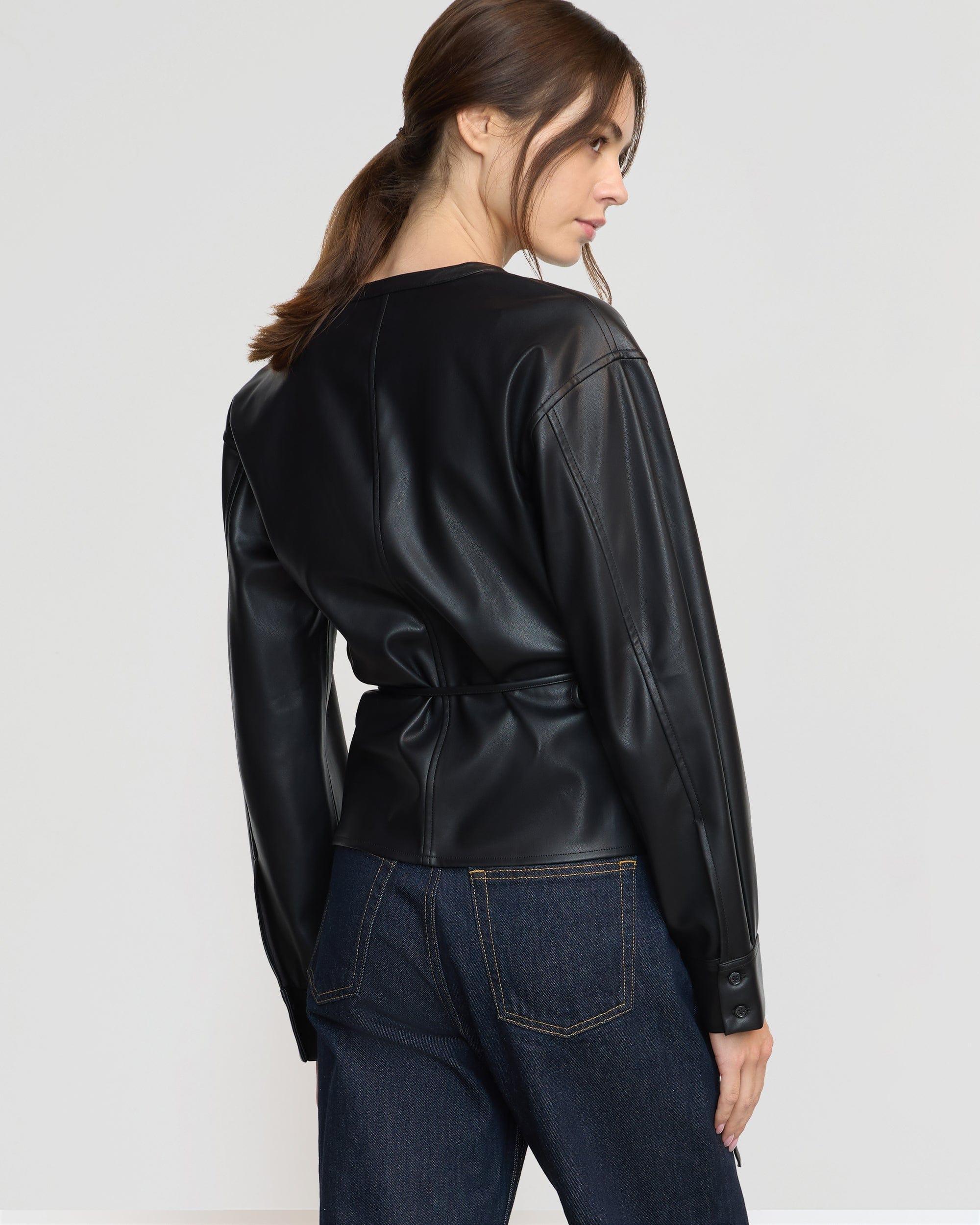 Sarit Vegan Leather Wrap Top Product Image