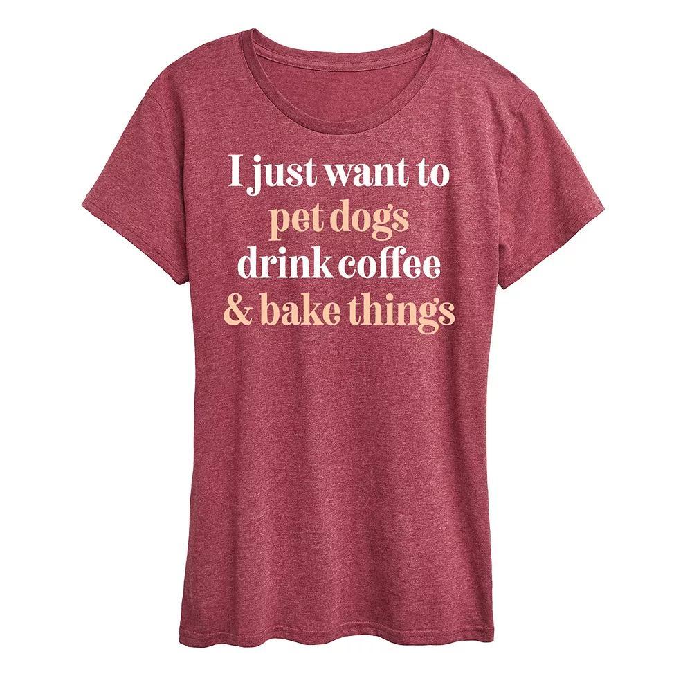 Women's Pet Cats Drink Coffee Bake Graphic Tee,  Product Image
