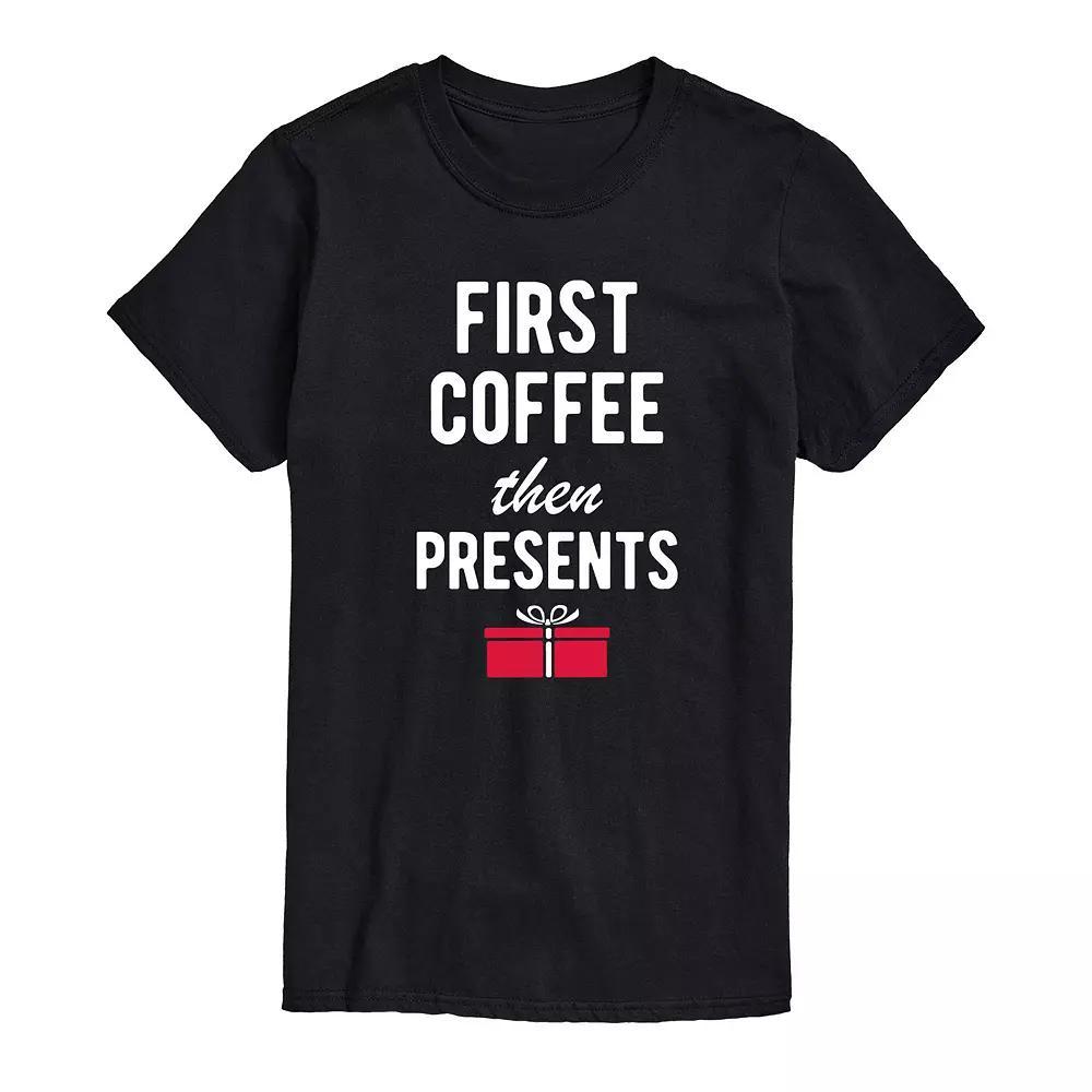 Men's First Coffee Then Presents Tee, Size: Large, Black Product Image