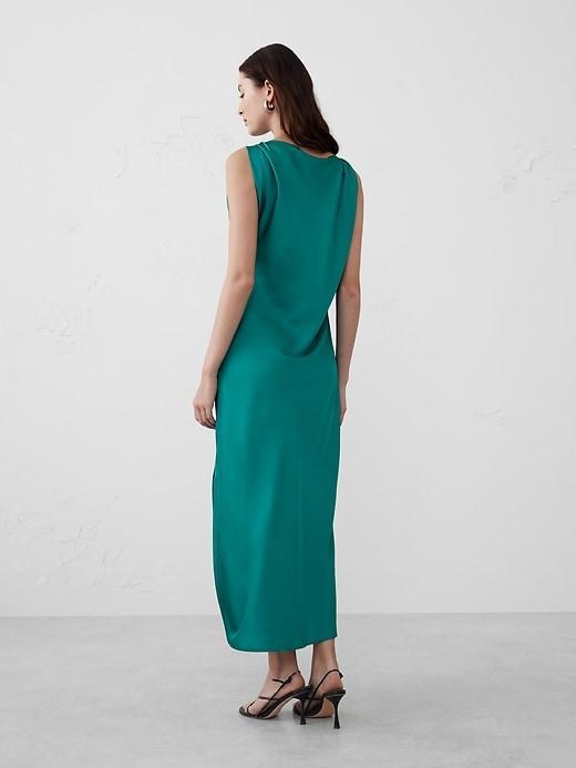 Satin Twist Shoulder Maxi Dress Product Image