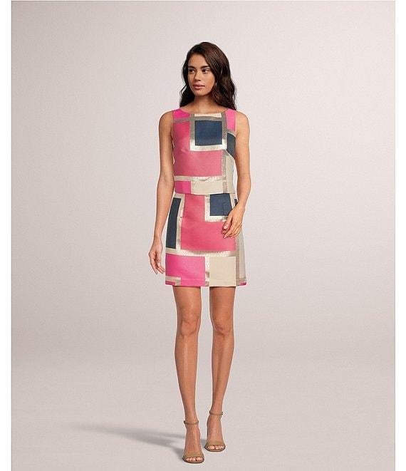 Trina Turk Cayley Color Block Jacquard Boat Neck Sleeveless Coordinating Top Product Image