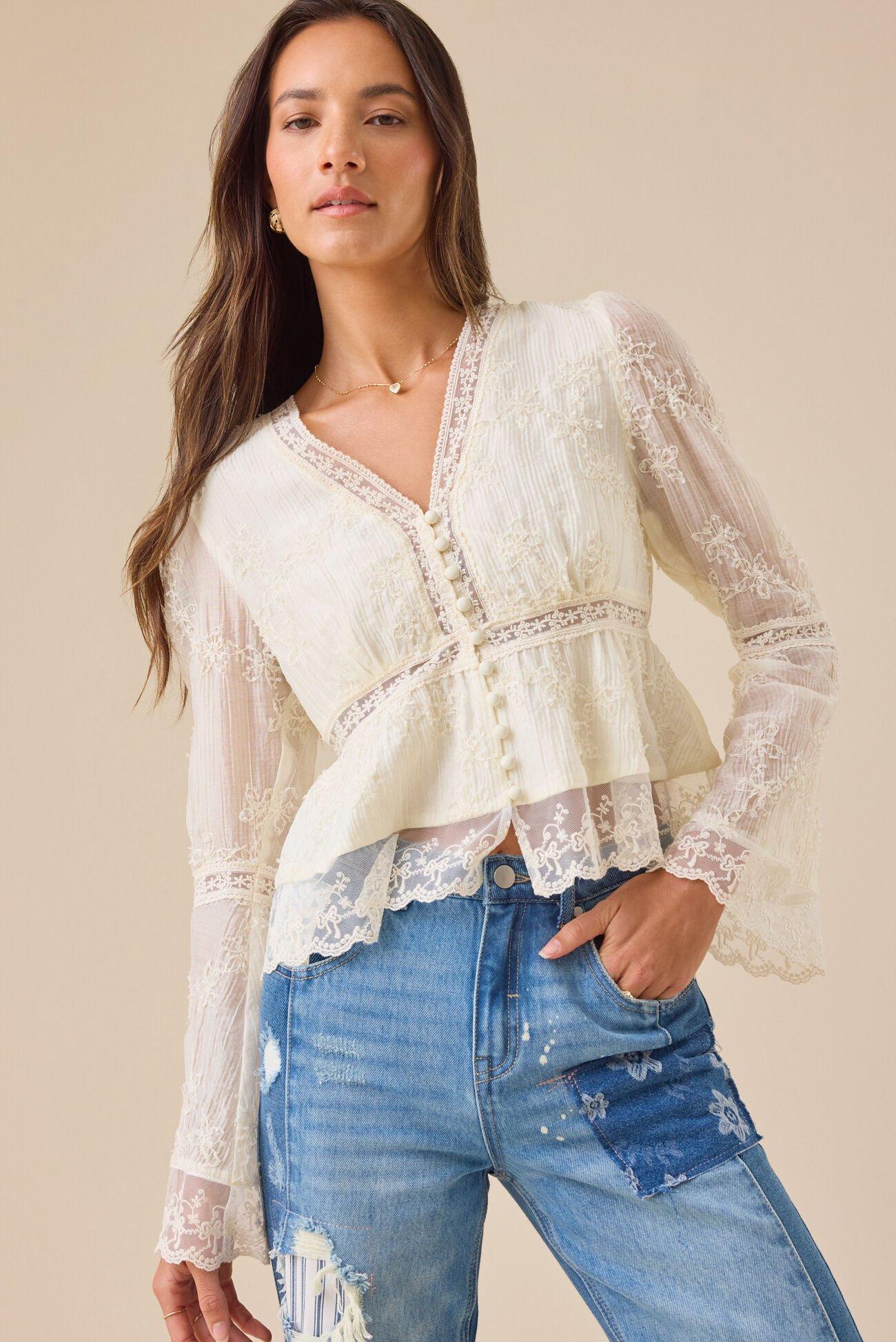 Clarice Embroidered Babydoll Top Product Image