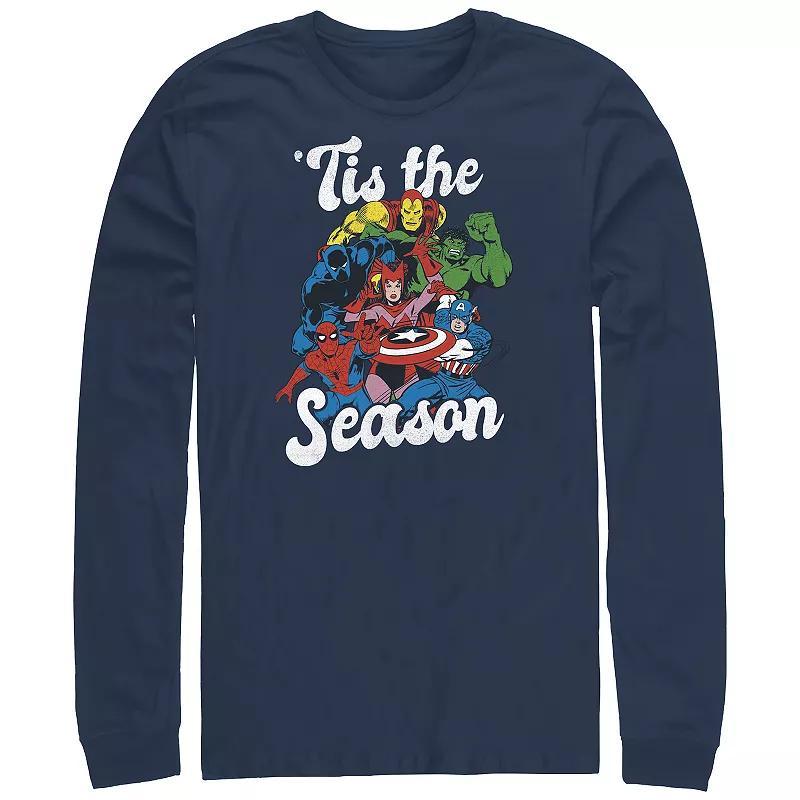 Big & Tall Marvel The Avengers Holiday Squad 'Tis The Season Long Sleeve Graphic Tee, Men's, Size: XXL Tall, Blue Product Image