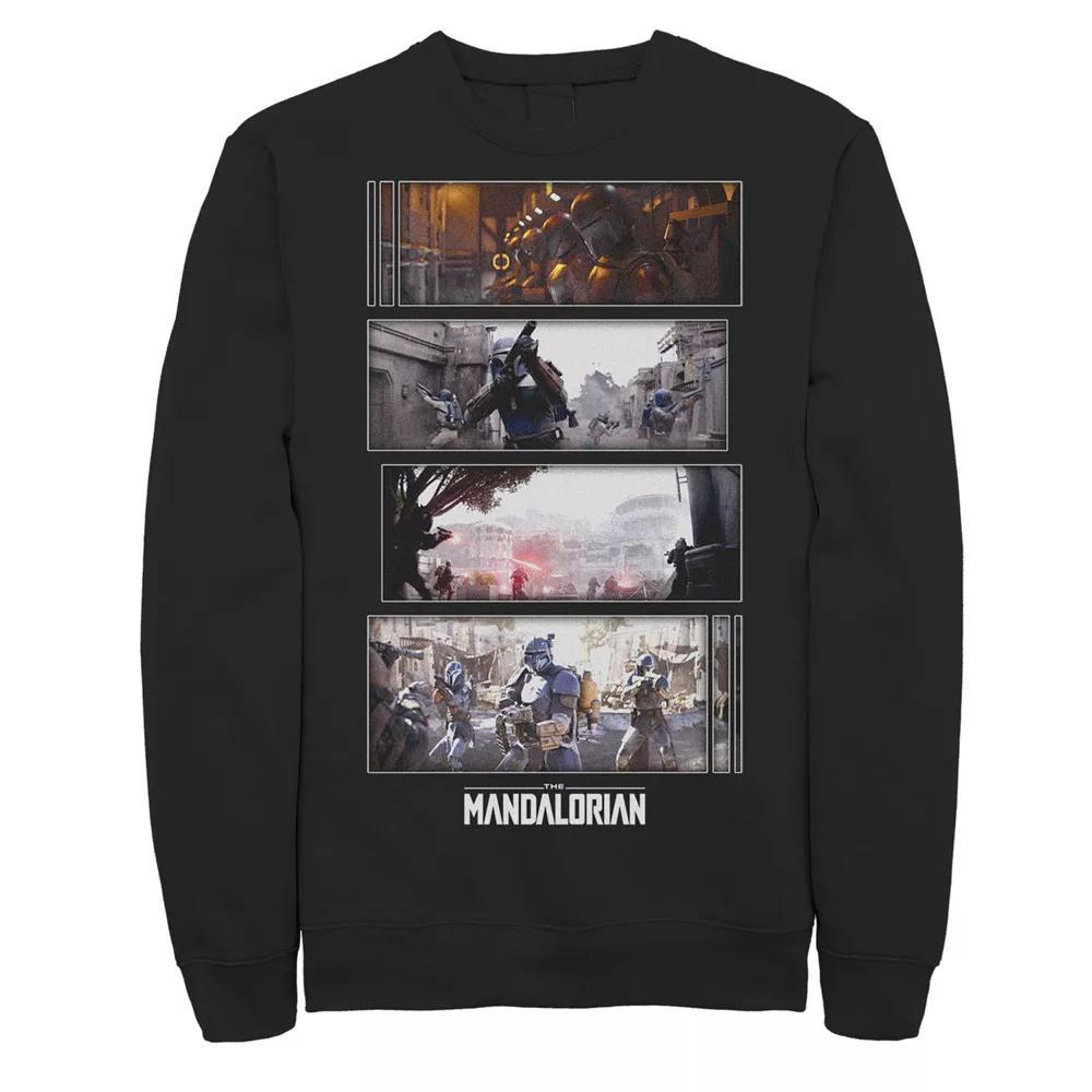 Men's Star Wars The Mandalorian Attack Scenes Boxes Graphic Fleece, Size: XL, Black Product Image