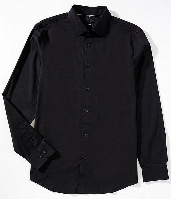 Perry Ellis Big & Tall Slim Fit Stretch End-On-End Long Sleeve Woven Shirt Product Image