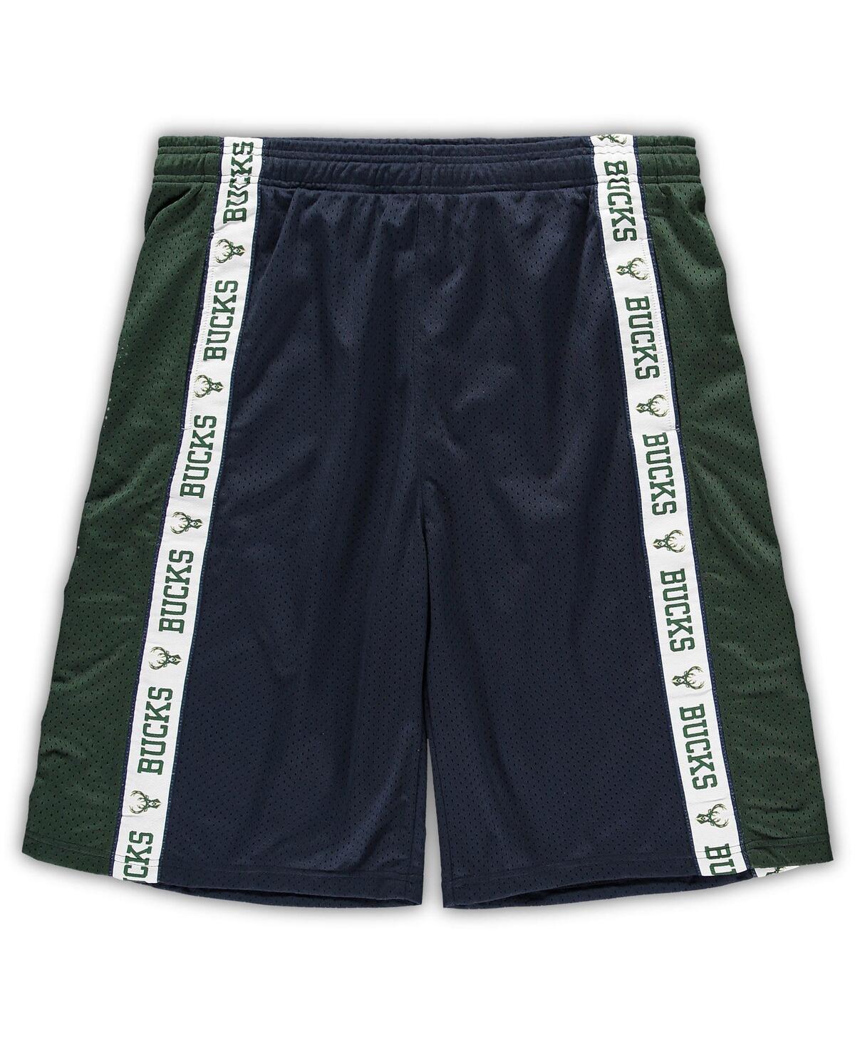 Mens Fanatics Branded /Hunter Green Milwaukee Bucks Big & Tall Tape Mesh Shorts Blue Product Image