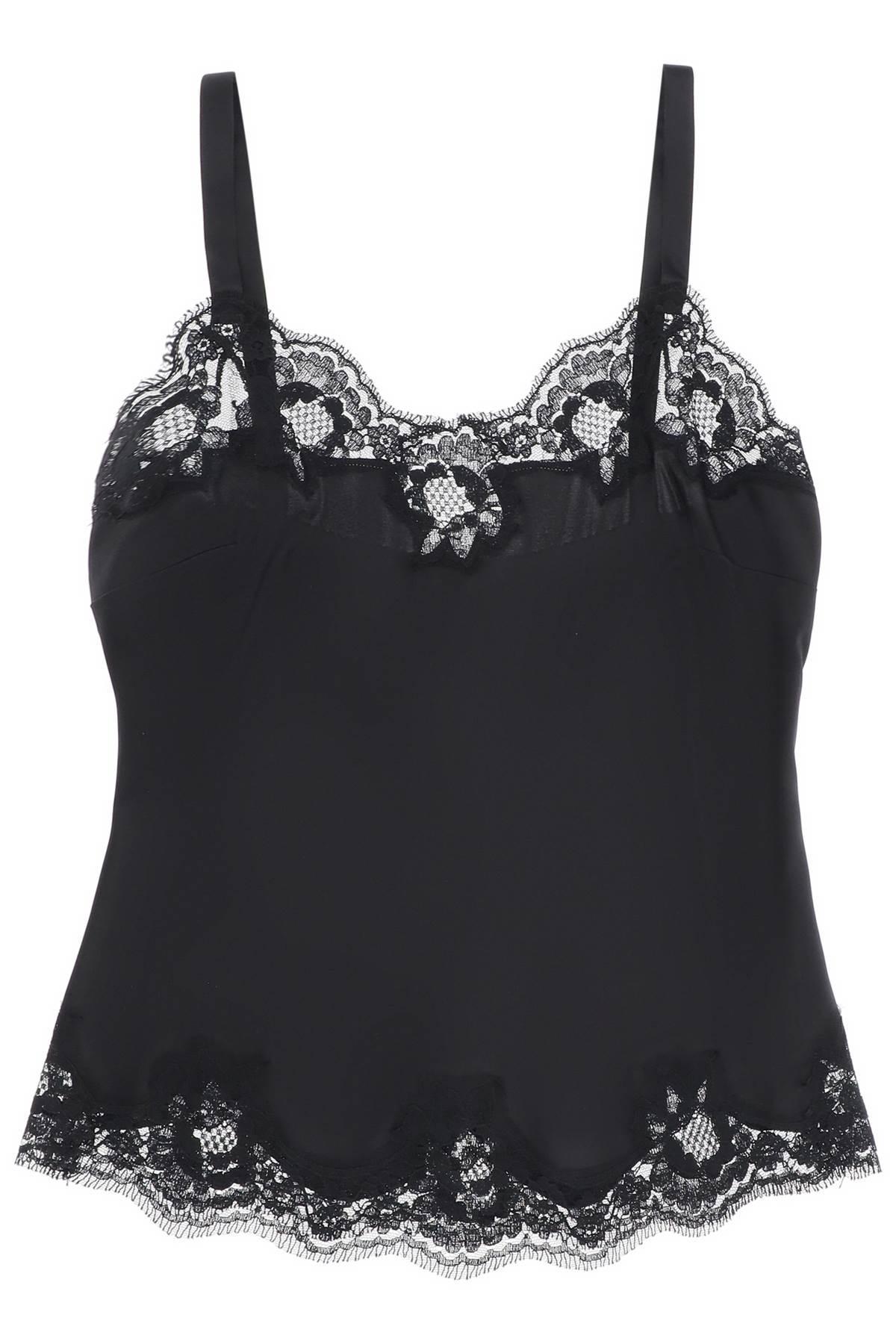 DOLCE & GABBANA Satin Lingerie Top With Lace In Black Product Image