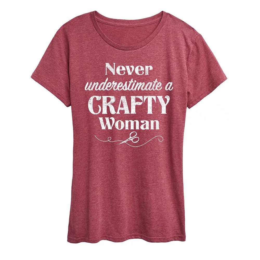 Women's A Crafty Woman Graphic Tee, Size: Large, Grey Dark Red Product Image