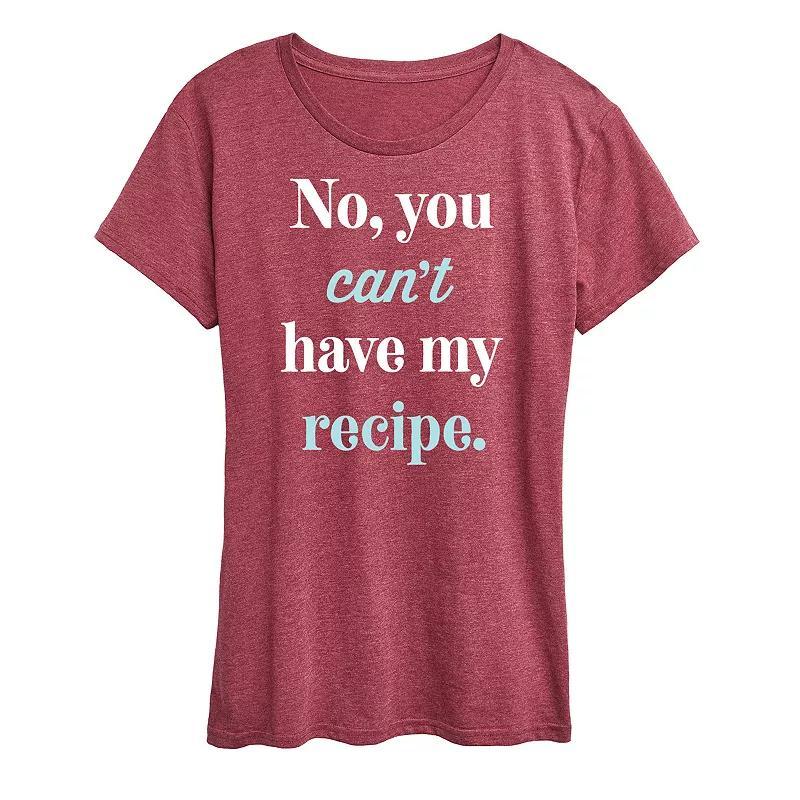 Women's No Can't Have Recipe Graphic Tee, Size: Small, Heather Grey Product Image