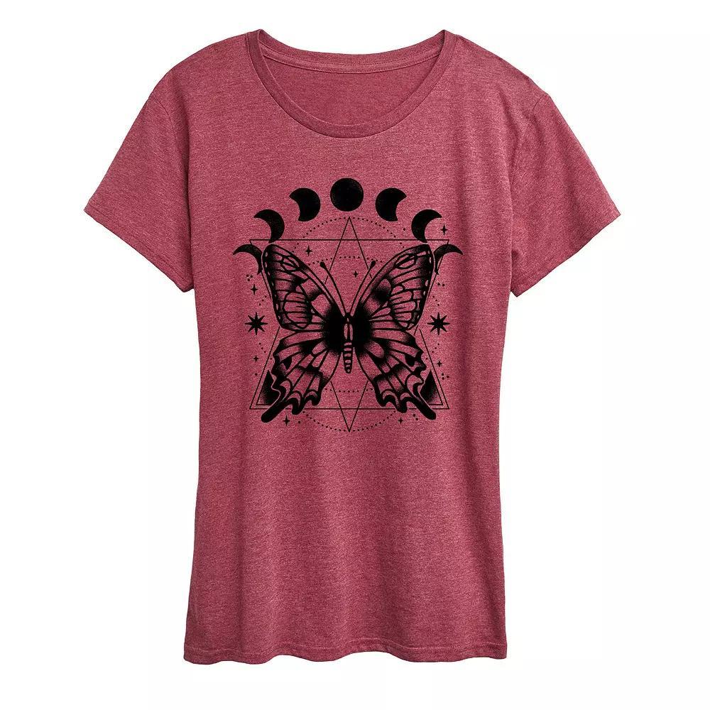 Women's Cat Plant Shelf Graphic Tee, Size: XXL, Grey Dark Red Product Image