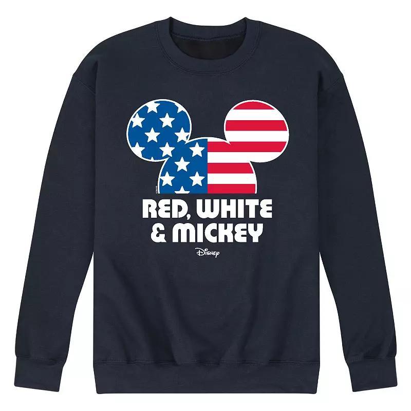 Disney's Mickey Mouse Men's Red White & Mickey Fleece Sweatshirt, Size: Small, Blue Product Image