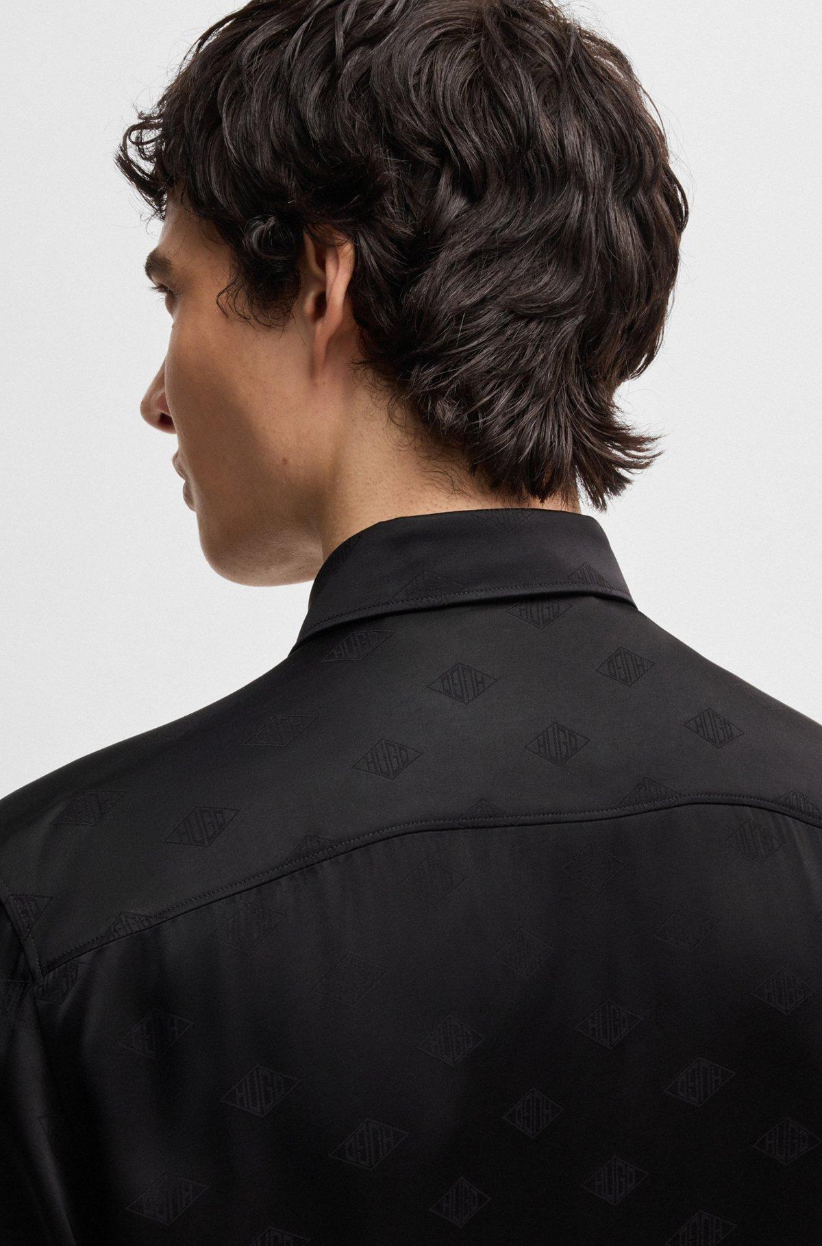 Extra-slim-fit shirt with geometric-logo jacquard Product Image