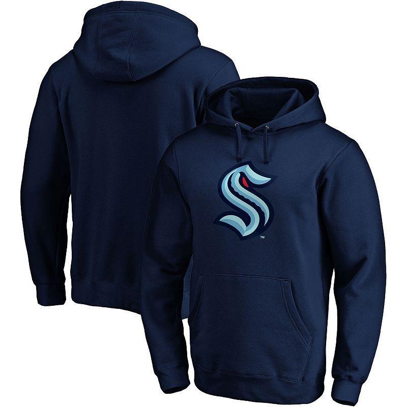 Men's Fanatics Branded Deep Sea Blue Seattle Kraken Primary Team Logo Fleece Fitted Pullover Hoodie, Size: 2XL, Krk Blue Product Image
