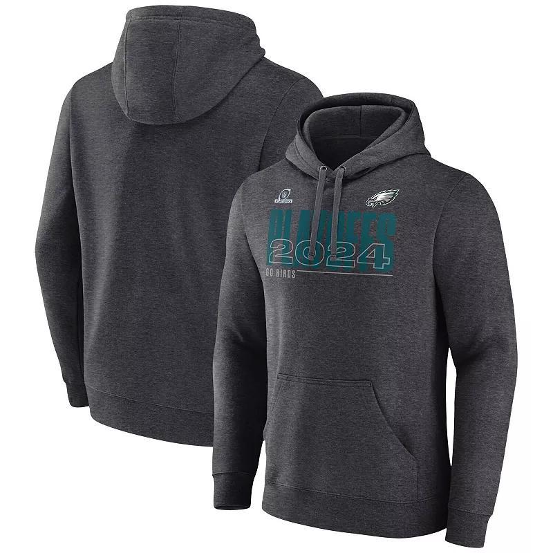 Men's Fanatics Heather Charcoal Philadelphia Eagles 2024 NFL Playoffs Pullover Hoodie, Size: Large Product Image