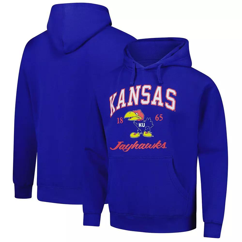 Men's League Collegiate Wear Royal Kansas Jayhawks Vintage Logo Essential Fleece 2.0 Pullover Hoodie,  Product Image