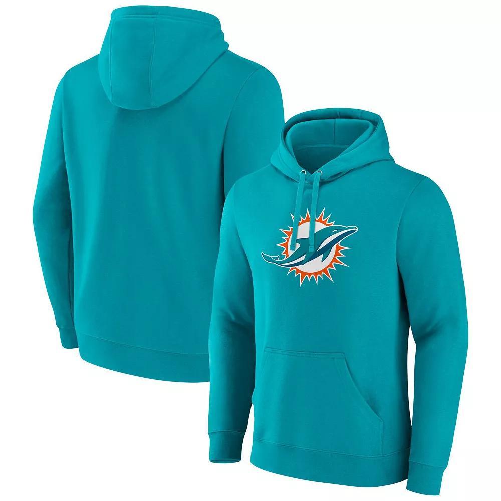 Men's Aqua Miami Dolphins Primary Logo Fleece Pullover Hoodie,  Product Image
