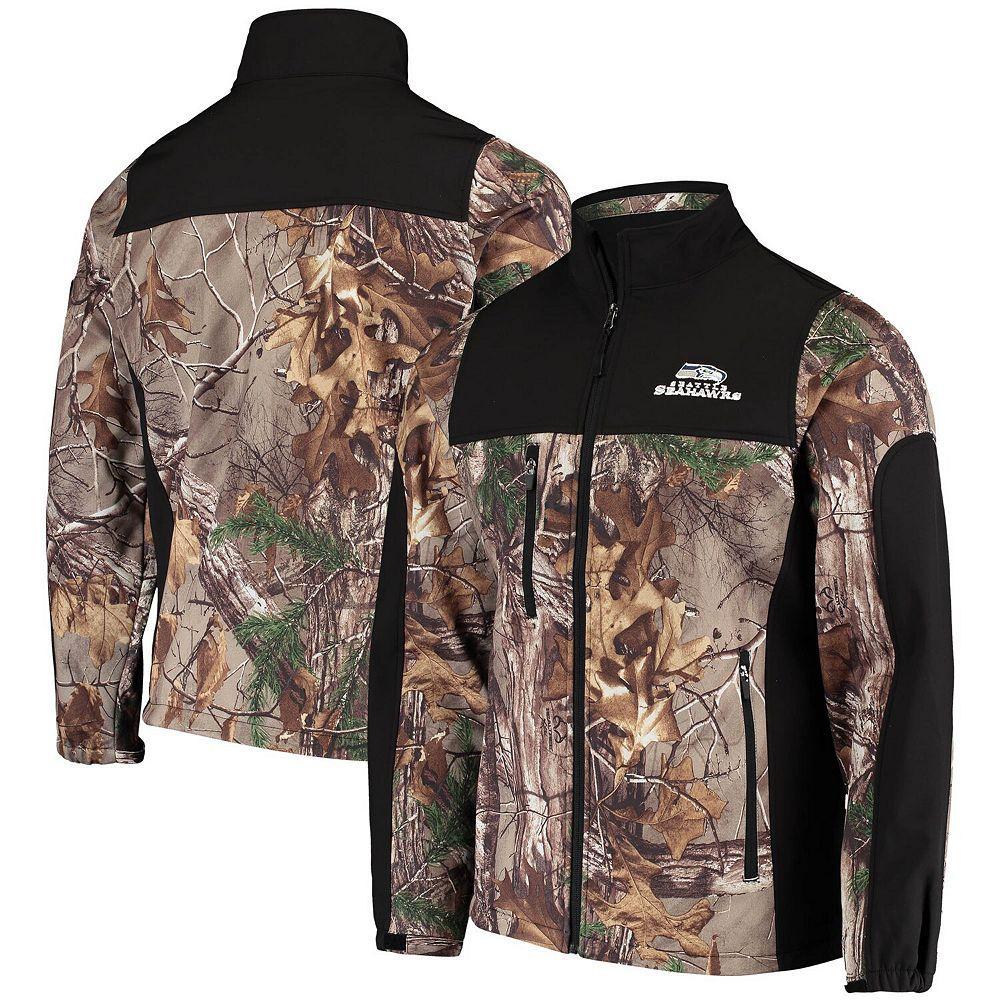 Men's Dunbrooke Realtree Camo/Black Seattle Seahawks Circle Hunter Softshell Full-Zip Jacket, Size: Medium, Green Product Image