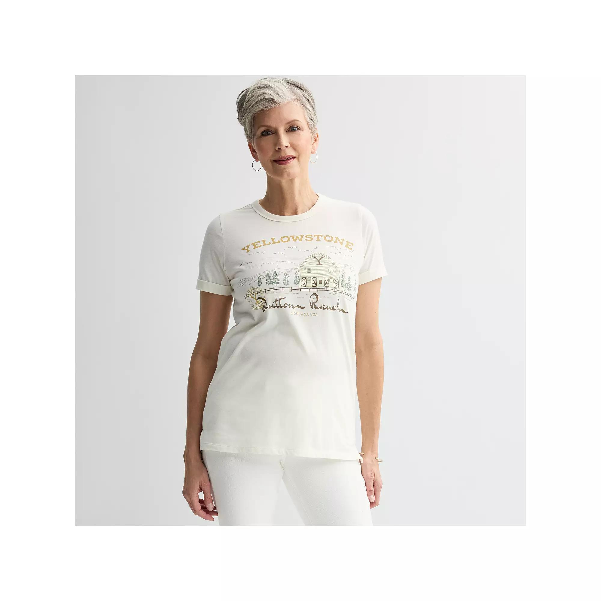 Women's Yellowstone Roll Cuff Tee, Size: XXL, Egret Product Image