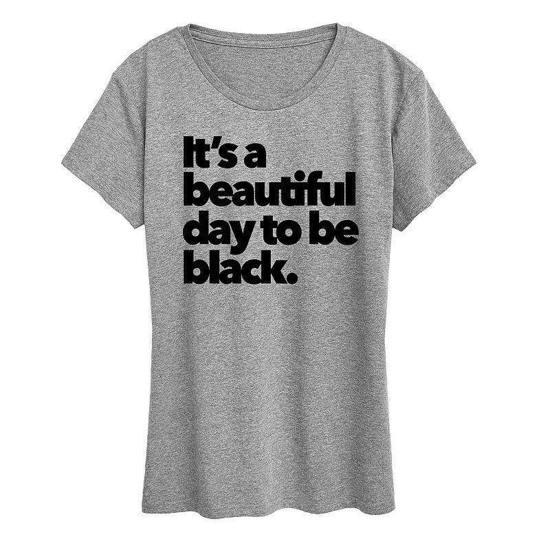 Womens Beautiful Day To Be Black Graphic Tee Grey Red Product Image