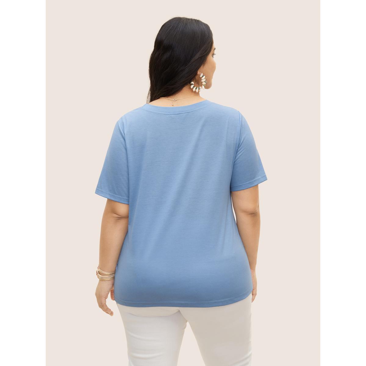 Plus Size Round Neck Sea Shells Print T-shirt Stone Women Resort Contrast Marine Round Neck Vacation T-shirts BloomChic 10/M Product Image