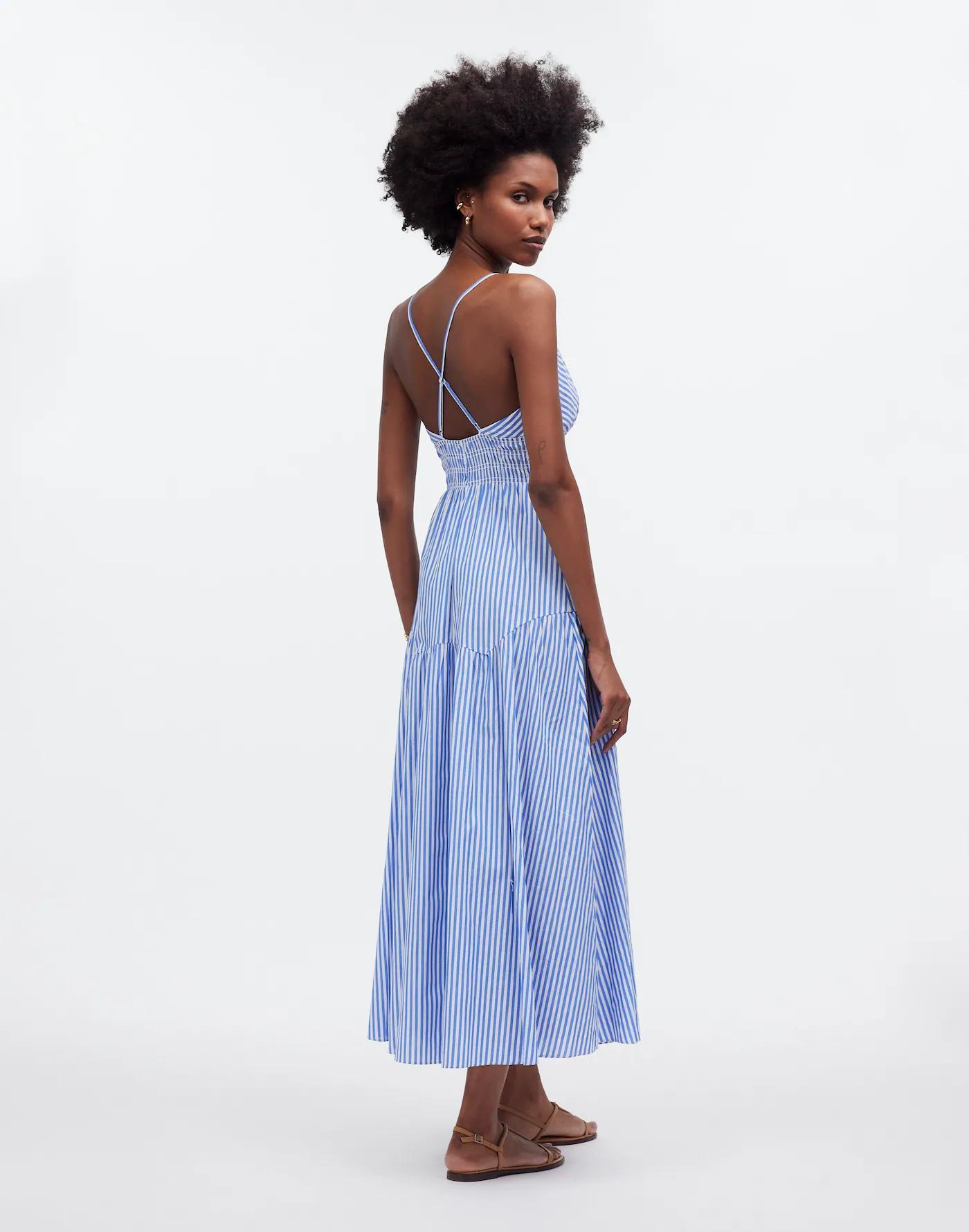 Empire-Waist Tiered Maxi Dress in Stripe Product Image