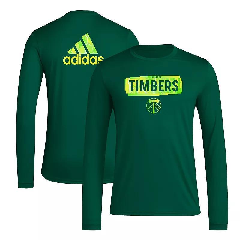 Men's adidas Green Portland Timbers Local Pop AEROREADY Long Sleeve T-Shirt, Size: Medium Product Image