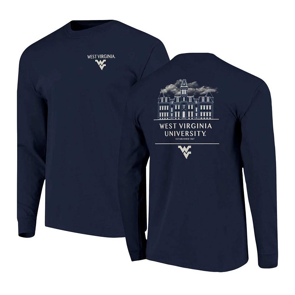 Men's Navy West Virginia Mountaineers Comfort Colors Campus Nights Long Sleeve T-Shirt,  Product Image