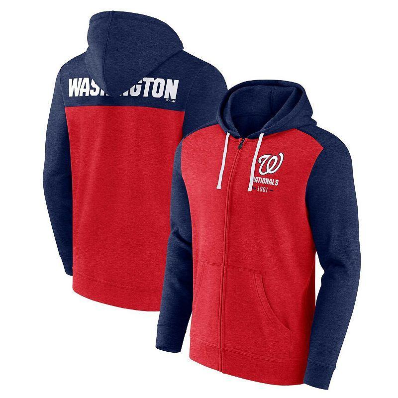 Mens Fanatics Branded Heathered /Heathered Navy Washington Nationals Blown Away Full-Zip Hoodie Product Image