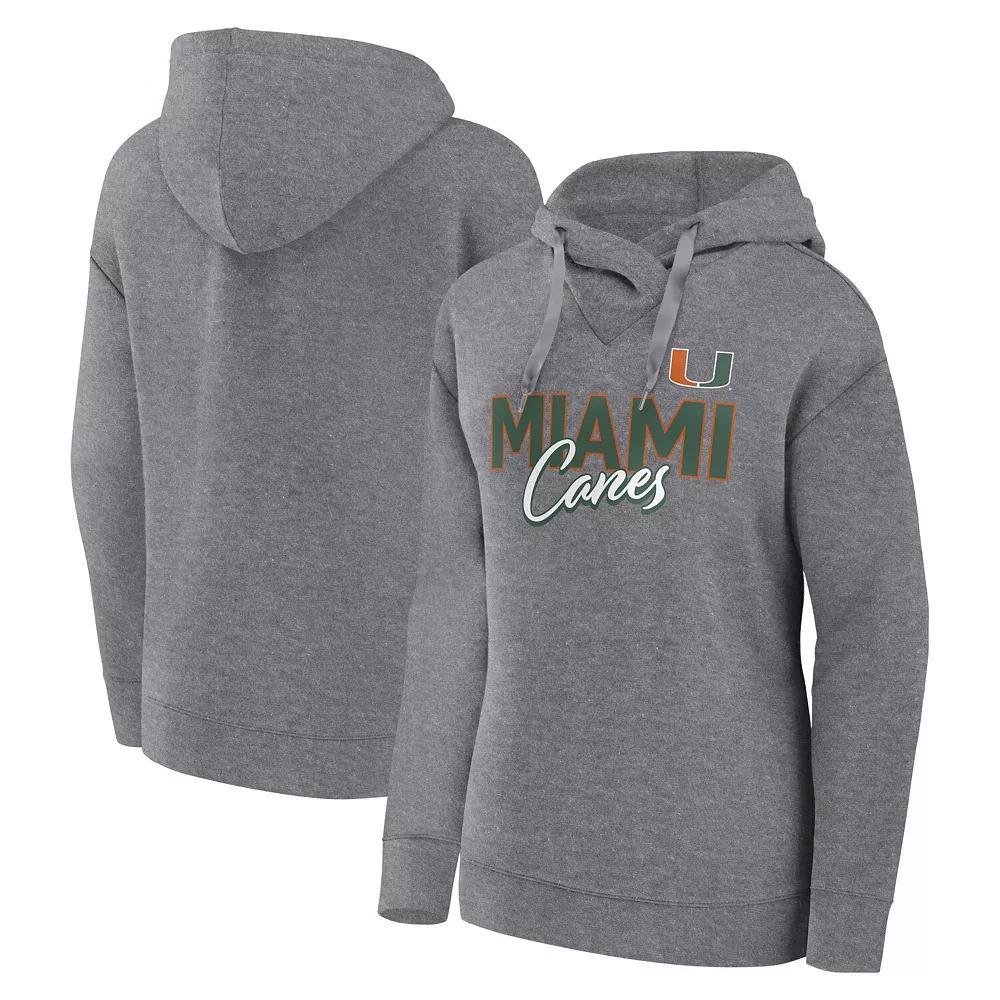 Women's Fanatics Branded Heather Gray Miami Hurricanes Script Favorite Pullover Hoodie,  Product Image