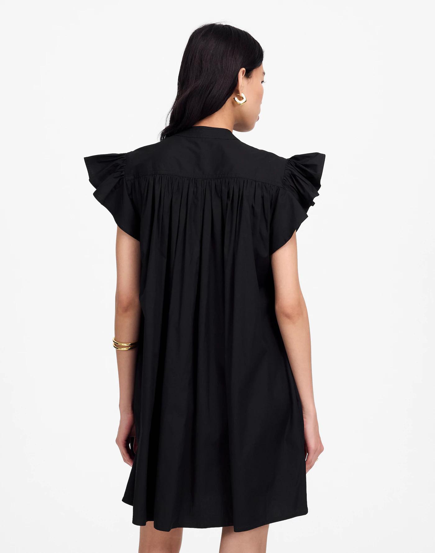 Flutter Sleeve Button-Front Mini Dress in Poplin Product Image