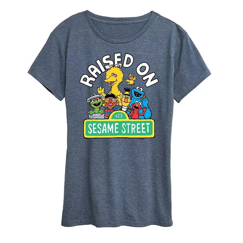 Womens Sesame Street Raised Graphic Tee, Girls Grey Gray Product Image