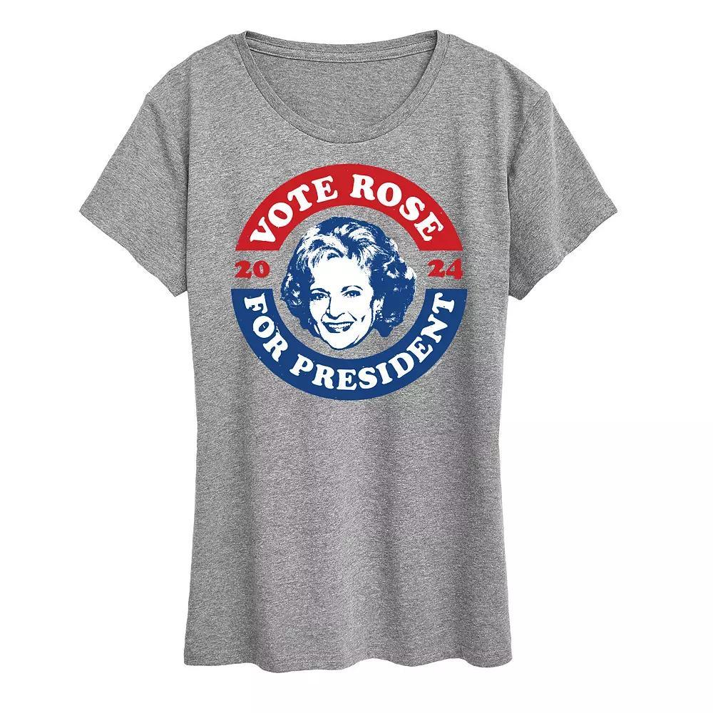Women's Golden Girls President Rose Graphic Tee, Girl's, Size: XL, Grey Gray Product Image