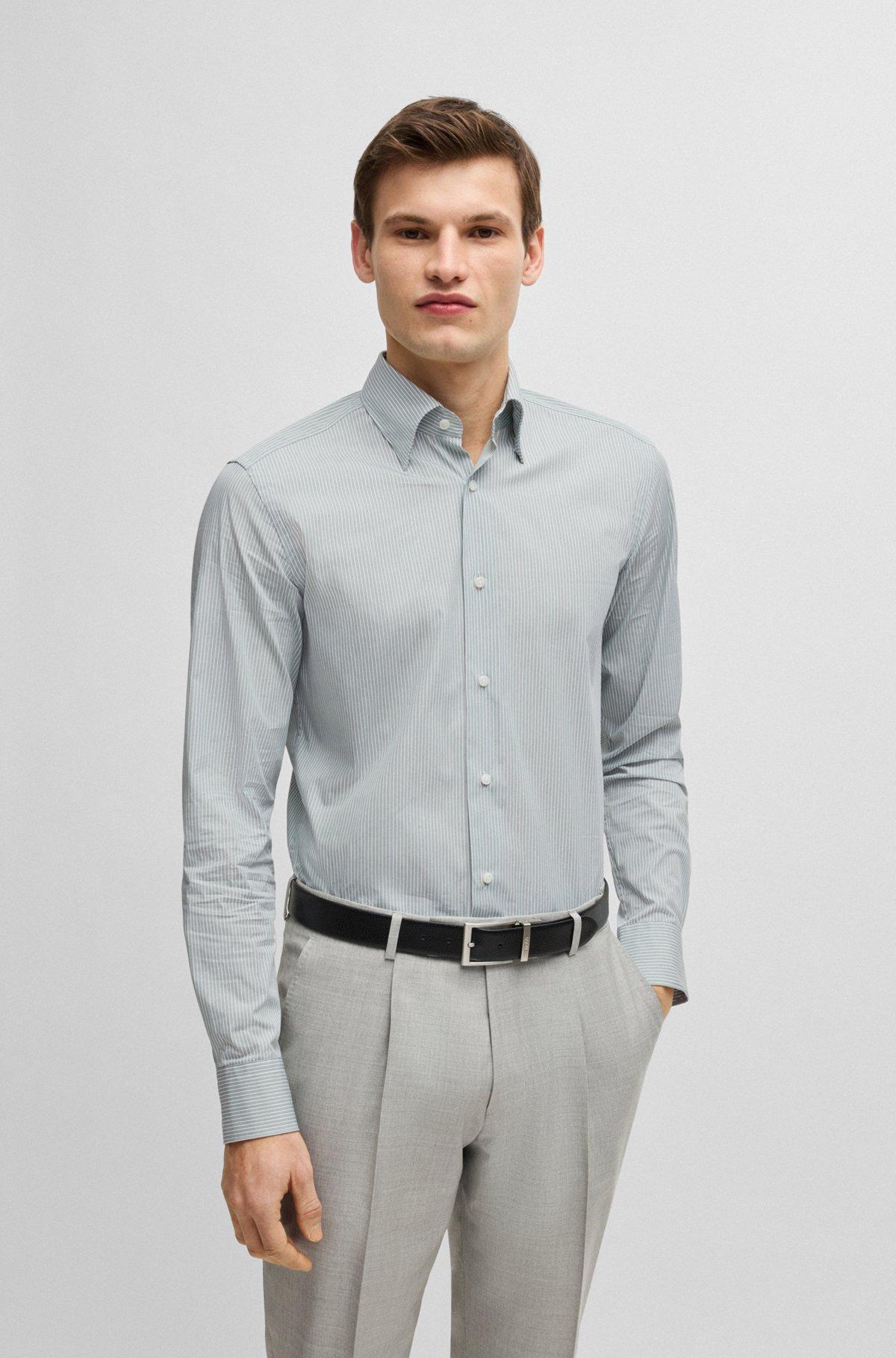 Slim-fit shirt in striped cotton Product Image