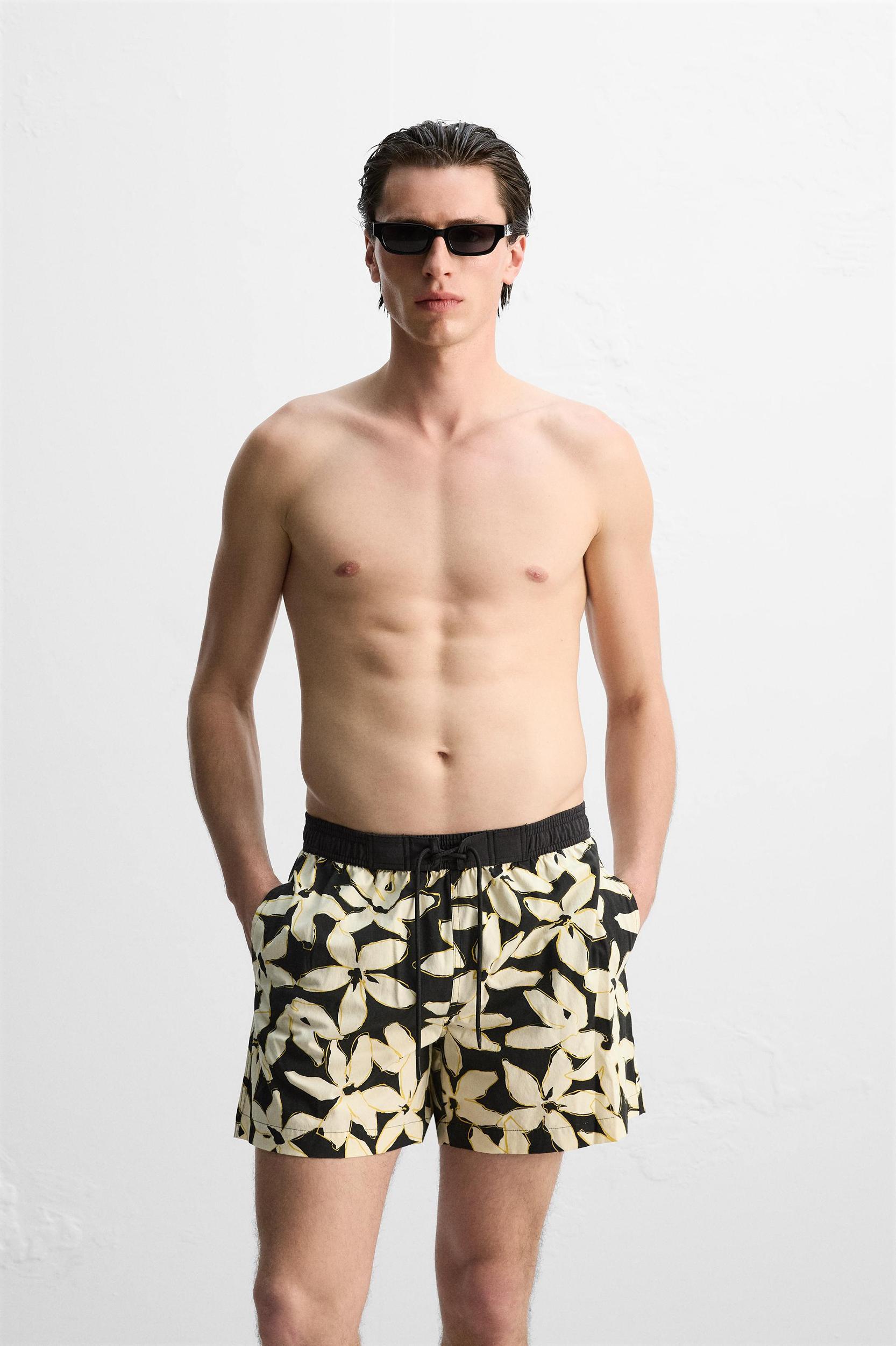 FLORAL PRINT LONG SWIMMING TRUNKS Product Image
