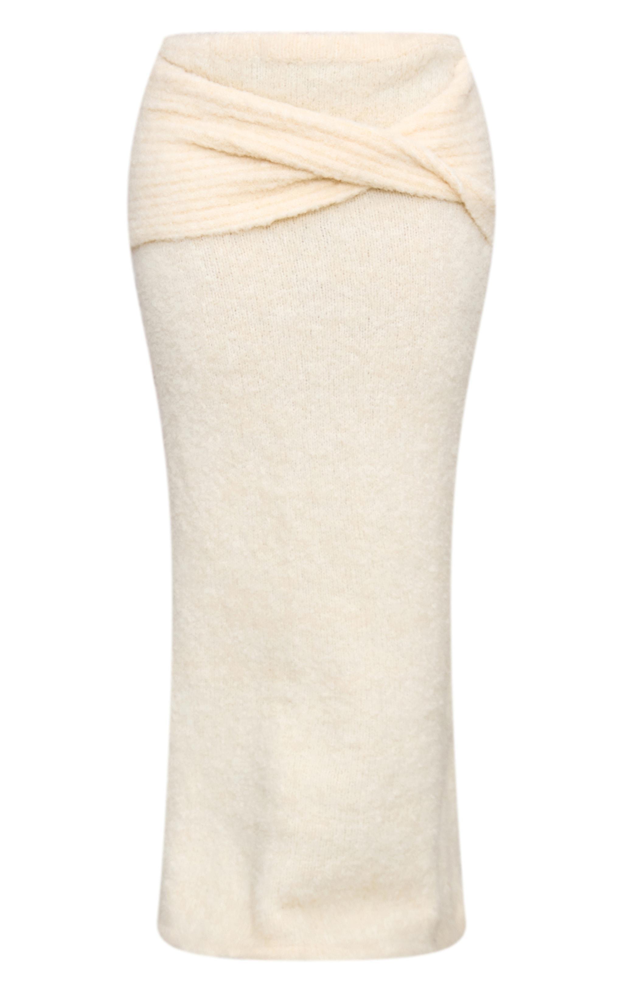 Plus Cream Soft Bobble Knit Foldover Maxi Skirt Product Image