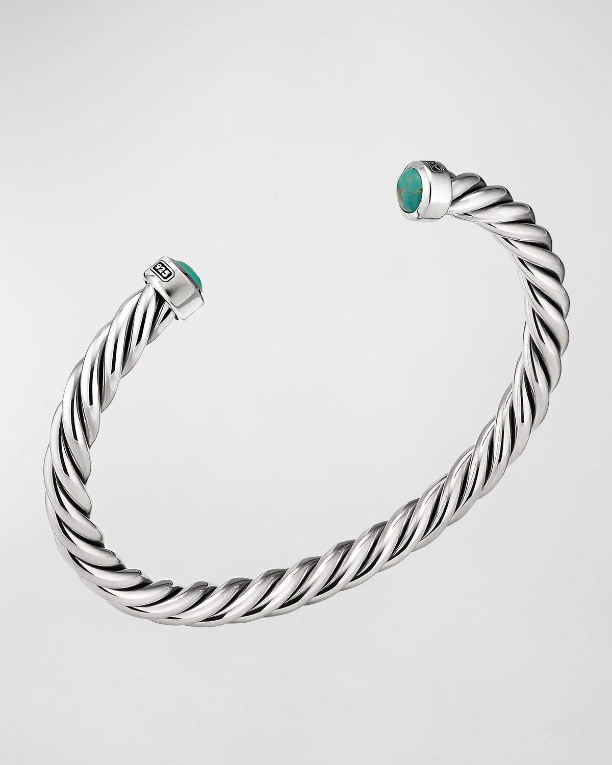 6mm Mens Cable Cuff Bracelet in Silver Product Image